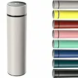 Homealexa 500ml Thermosflasche, Vakuum Isolierbecher Trinkflasche aus 304 Edelstahl, LED-Touchscreen-Temperaturanzeige, Thermoskanne Wasserflasche Perfekt für Home, Büro, Reise, Sport (grau)