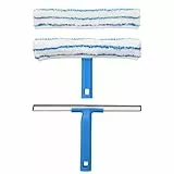 Mitclear Fensterreiniger Set(30cm), Silikon-Fensterabzieher + Mikrofaser-Fensterwischer, Professioneller Fensterreinigungsset für Bad, Dusche, Auto, Glas