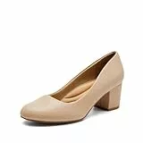 DREAM PAIRS Damen Pumps Niedriger Blockabsatz Abendschuhe Bequeme High Heels,Size 40,Nackt-Pu,SDPU2462W