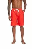 Nutria Herren Strandhose Knielang mit Mesh-Innenfutter – Schnelltrocknende Badehose, Elastischer Bund & Verstellbarer Kordelzug, 2 Seitentaschen für Schwimmen, Urlaub, Sport U17 Rot M