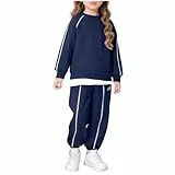 XINYUNZU Mädchen Jungen Jogginganzug Warm Sweatshirt + Jogginghose Set Fleece Gefütterte Sportanzug Casual Outfit 2-Teilig Freizeitanzug Winter Mode Klamotten für Kinder und Teenager Marine 15 Jahre