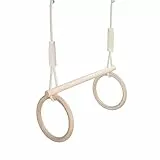 MAMOI® Trapez schaukel, Turnringe aus Holz, Turngeräte für Kinder Indoor und Outdoor, Ringe schaukel, Turnen mit Holzschaukel, Gymnastikringe und Trapezstange