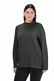 Ulla Popken Damen große Größen Übergrößen Plus Size Pullover, Stehkragen, Langarm, Rippbündchen anthrazit Melange 54+ 822010121-54+