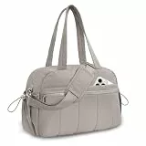 SciFiVisi Sporttasche Damen, 24L Puffer Reisetasche Wasserabweisend Tascheweekender Damen Gym Tasche Krankenhaustasche Kliniktasche Geburt Für Fitness Urlaub Camping Sauna, Grau