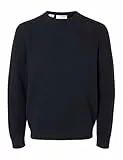 SELETED HOMME Herren SLHROSS LS Knit Structure Crew Neck NOOS Strickpullover, Dark Sapphire, Medium