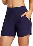 BALEAF Damen Badeshorts Bauchkontrolle UPF50+ Badehose Schnell Trocknend Schwimmhose Hohe Taille Boardshorts Schwimmunterteil mit Taschen Blau M