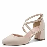 Tamaris Damen Pumps mit Blockabsatz, beige, 39 EU