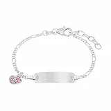 Prinzessin Lillifee Ident-Armband mit Herz Anhänger für Mädchen, Gravierbar, Preciosa / 925 Sterling Silber, Rhodiniert, Länge: 12-14 cm