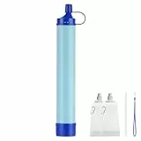 HOTUT Personal Wasserfilter Outdoor, Trinkwasserfilter mit Wasserbeutel und Karabiner, 0,01 μm Ultrafeinfilter entfernt 99,99% Bakterien Trinkwasseraufbereitung für Notfall, Survival, Outdoor