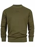 Indicode Herren INCliver Sweatshirt mit RIPP-Bündchen | Herren-Pullover Sweater für Männer Army, L