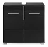 xonox.home Badezimmer Linus Waschbeckenunterschrank Badunterschrank Waschbecken Unterschrank Schrank Waschtisch Unterschrank in schwarz Hochglanz, ca.60x56x34 cm