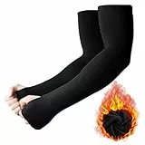 Lange Armstulpen, Arm Sleeves Winter für Männer und Frauen, Schwarz Arm Ärmel mit Daumenloch, Größe M, Armlinge für Winter Radfahren, Fahren, Volleyball, Basketball, Laufen, Gaming, Outdoorarbeit