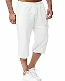 LVCBL Herren Shorts Casual Kordelzug Sommer mit elastischem Bund Weiß XL