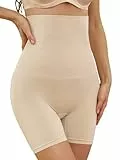 Shapewear Damen Bauchweg Unterhose Hohe Taille Miederhose Figurformend Bauchkontrolle Oberschenkel Stark Formende Unterwäsche Miederpant (Small, Beige)
