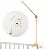 let's make Mobile Verbesserte Version Halterung Holz für Babybet, Höhenverstellbarer & 360° Drehbarer Mobile Arm mit Erweiterter, Mobile Halterung für Babybett Zubehör, Kinderzimmer Deko