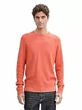 TOM TAILOR Herren Basic Strickpullover aus Baumwolle, 37099 - Coral Red Melange, L