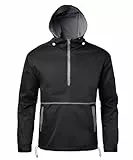 Harbrosrce Herren Windbreaker Hoodie Leichte Anorak Jacke Half Zip Pullover Windbreaker mit Taschen übergangsjacke Trainingsjacke