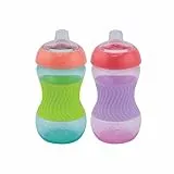 Nûby - 2-Pack Mini Cup - Trinklernbecher für Kinder mit Griffmulde aus Silikon – Trinkbecher für Baby - BPA-frei - 2 Stücke Rosa & Grün - 180ml – 4+ Monate