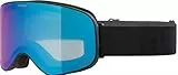 ALPINA Slope Q-Lite - Stylische Skibrille für Damen und Herren, Anti-Fog, effektive Luftzirkulation, Verspiegelte Scheibe, black matt/blue