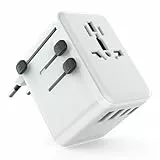 Reiseadapter Weltweit, Universal Reisestecker mit 2 USB A und 2 USB C, Internationaler Steckdosenadapter – Kompatibel mit USA, EU, UK, Japan, Australien, Mexiko & 180+ Länder Weiß