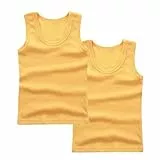 XINYUNZU 2er Pack Unterhemd Kinder Baumwolle Ärmellose Shirt Tank Top Rundhals Tanktop Casual Unterhemden Einfarbig Sommer Tops für Mädchen und Jungen Gelb 9 Jahre