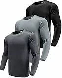Herren 3er Pack Funktionsshirt Langarm-T-Shirts, UPF 50+ Sonnenschutz Shirts, Sportliche Workout-Shirts zum Laufen Black/Grey/Dark Grey-3P06-XL