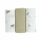 LÄSSIG Baby Puckdecke Spuckdecke Pucktuch Mulltuch 3er Set Baumwolle 60 x 60 cm/Swaddle & Burp Blanket M Happy Fruits Pear