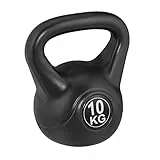 Relaxdays Kettlebell 10 kg, Kugelhantel Kunststoff, Fitness Workout, Schwunghantel, Damen & Herren, Rundgewicht, schwarz