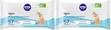 NIVEA Baby AQUA Feuchttücher - Sanfte Reinigung für empfindliche Babyhaut, hypoallergen und parfümfrei (1 x 57 Stück) (Packung mit 2)