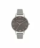 Olivia Burton Analog Quarzuhr für Damen mit Dunkel-Graues Lederarmband - OB16BD90