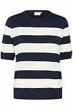 KAFFE Damen Strickpullover KAlizza Damen Strickpullover Kurzarm Streifen Lässig Casual Rundhals Pullover Gestreift Kurzarm