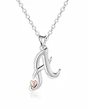 Mesovor 925er Sterling Silber Ketten für Damen, Zierliche Initiale Halskette mit Herz in Roségold, Schmuckgeschenke für Mutter, Schwester, Tochter, Ehefrau (Buchstaben-A)