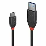 LINDY 36915 0.5m USB 3.1 Typ C an A Kabel 3A, Black Line