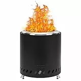 COOZOOM Tragbare Tisch-Feuerstelle mit Ständer, 21,8 cm, Edelstahl, Mini-Outdoor-Feuerstelle, raucharmes Brennen, mit Pellets oder Holz betrieben, für Outdoor-Camping, Schwarz