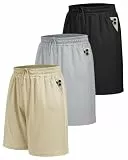 BOOJO 3er Pack Sporthose Herren Kurz Hosen mit Taschen Sport Shorts Schnell Trocknend Trainingshose für Gym Fitness(Schwarz/Hellgrau/Khaki,L)