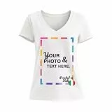 JOPHY & CO. 8615 Damen-T-Shirt mit V-Ausschnitt, personalisierbar, Weiß, S - XXL