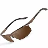 gesruny-Sonnenbrille-Herren-Damen-polarisiert-UV400-Blend Schutz-Al-Mg Metallrahmen-Rechteckig-Ultraleicht-Sonnenbrillen-Klassisch-Retro-Unisex-Outdoor sport brille für Fahren-Braun