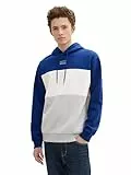 TOM TAILOR Denim Herren 1043304 Colorblock Hoodie Sweatshirt, 35788-Space Cadet Blue, XXL