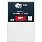 Artina FSC® Keilrahmen 10er Set Akademie 20x30 cm – Leinwand Set Maltuch aus 100% Baumwolle Leinwände 280 g/m² - Keilrahmenset Leinwand zum Bemalen für Acryl-, Aquarell-, Ölfarbe uvm