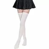 FGFD&OU Damen Overknee Socken Lange Strümpfe Strick Baumwolle Dicke Warme Überknie Kniestrümpfe Weihnachtssocken für Damen und Mädchen (Weiß)