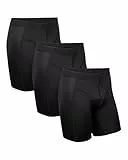 DANISH ENDURANCE 3er Pack Sport Boxershorts Herren, Mit regulärem oder langem Bein, Schwarz mit Langem Bein, L