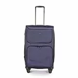 Stratic Bendigo Light + Koffer Weichschale Reisekoffer Trolley Rollkoffer mittelgroß, TSA Kofferschloss, 4 Rollen, Erweiterbar, Größe M, Navy