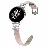 KoGiio Leder Armband Kompatibel mit Google watch 3 41 mm/Google watch 2 / Google watch, Damen Frauen Armbänder Uhrenarmband für Google watch 2, D-förmiger Metallschließe Rosa