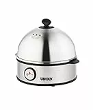 UNOLD 38626 EIERKOCHER Edel - 360 W, Einsatz für 1 bis 7 Eier, Kochschale, Edelstahl/Schwarz, BPA-frei,