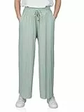 DENIMFY Palazzo Hose Damen Sommer 7/8 Culotte DFBrenda Hohe Taille Weites Bein Sommerhose Stoffhose Knöchellang Elastische Taille Taschen Einfarbig, Größe:M, Farben:Jadeite Green