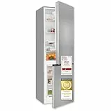 Exquisit Kühl-Gefrierkombination, 186 cm Höhe, Kühlschrank mit Gefrierfach, 4-Sterne-Gefrieren, 315 Liter, Alarm-Funktion, KGC5320-95-E-040C inoxlook