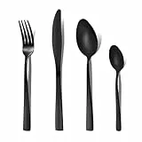 Otto Koning Besteck set 32-teilig - Besteckset Schwarz aus Hochwertigem Edelstahl, Modernes Bestecksets für 8 Personen, Spülmaschinenfest, Spiegelpoliert, Langlebig, Elegantes Design