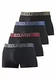 s.Oliver Herren Boxershorts im 4er Pack, Shorts, schwarz mit farbigem Bund