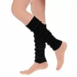 Bremorou Stulpen Damen Schwarz Beinstulpen Leg Warmers Lange Gestrickt Beinwärmer Häkelarbeit Gestrickte Frauen Legwarmers Crochet Strick Bein Kniestrümpfe Beinwärm für Winter Frühling Und Herbst