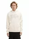 TOM TAILOR Denim Herren Hoodie Sweatshirt mit Logo-Print, 12906 - Wool White, XL